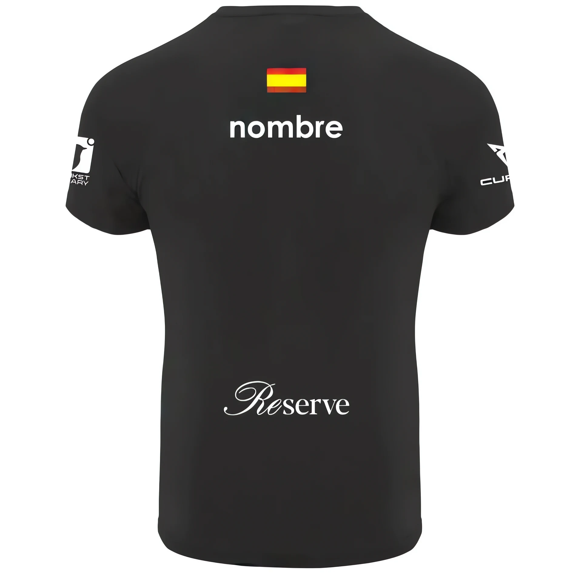Camiseta de pádel personalizada, vista trasera con nombre y bandera