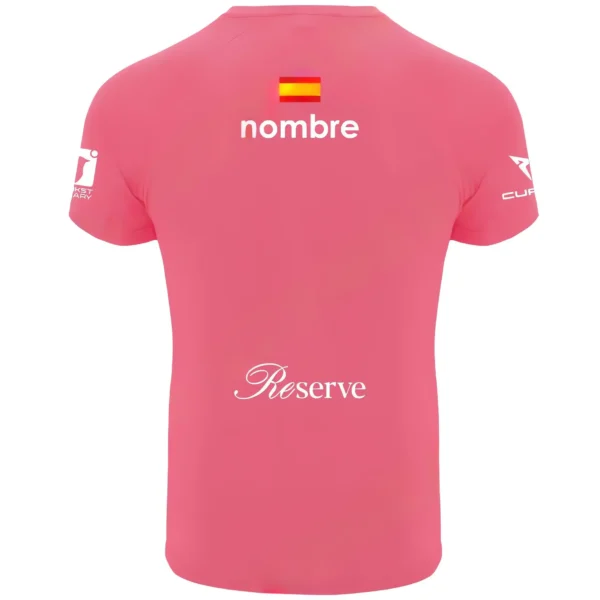 Camiseta de pádel rosa personalizada, vista de espalda