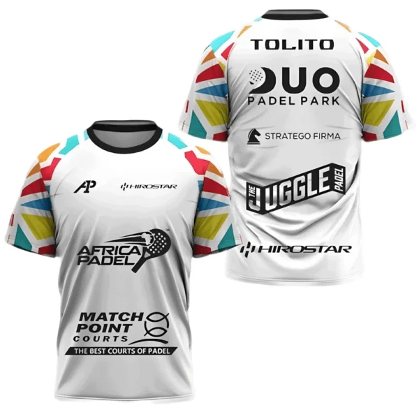 Camiseta Tolito Aguirre · ATP, blanca con colores Camiseta Tolito Aguirre · ATP, blanca con colores