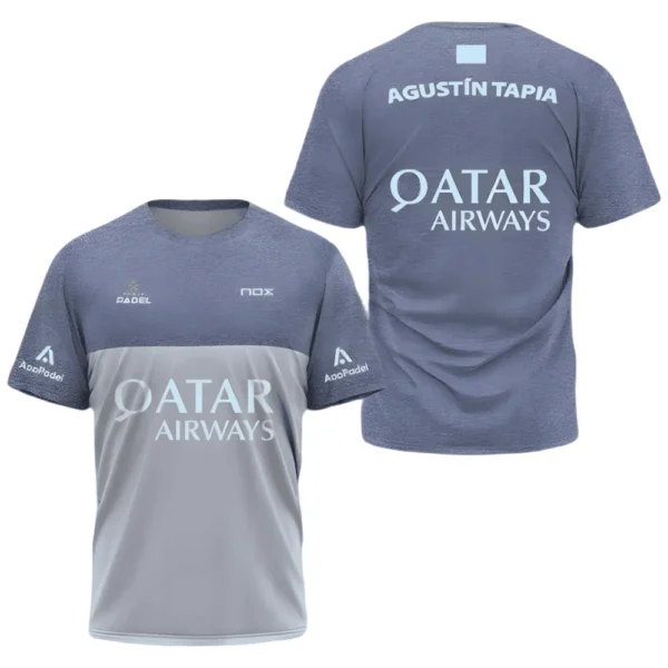 Camiseta Agustín Tapia · Premier Padel, gris y azul