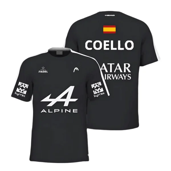 Camiseta Arturo Coello · Premier Padel, negra y blanca