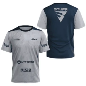 Camiseta Franco Stupaczuk · Premier Padel, gris y azul