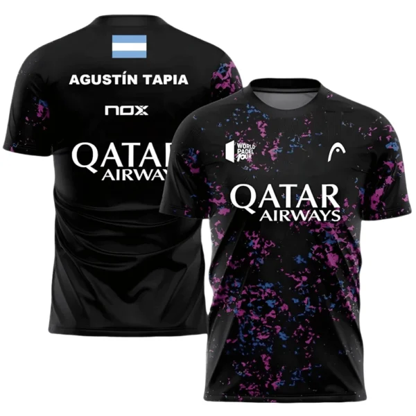 Camiseta Agustín Tapia · World Padel Tour, negra con manchas