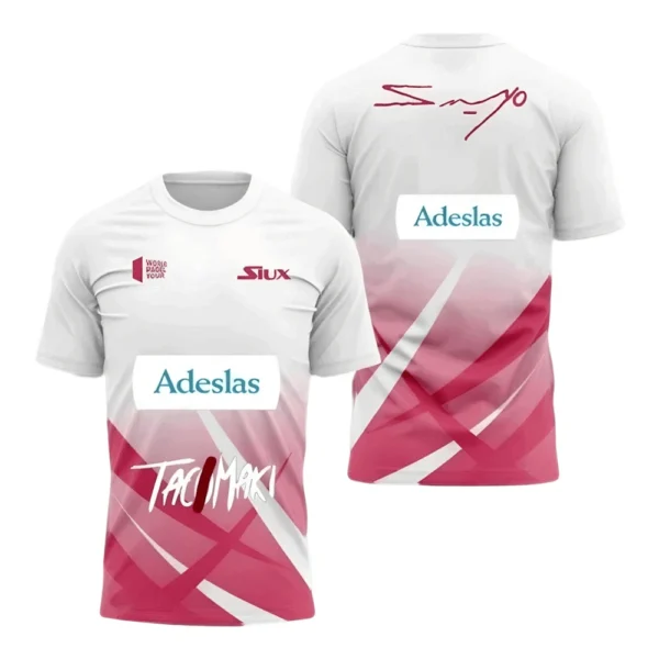 Camiseta Sanyo Gutiérrez · World Padel Tour, blanca y rosa Camiseta Sanyo Gutiérrez · World Padel Tour, blanca y rosa