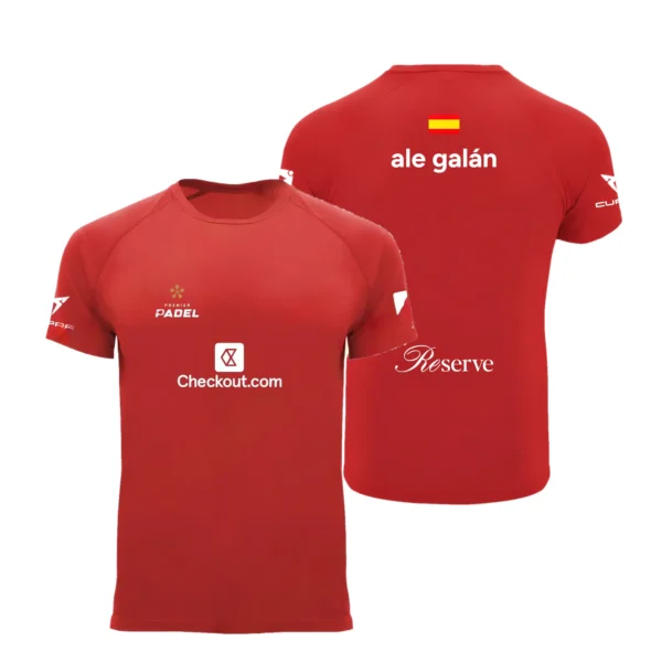 Camiseta Ale Galán Premier Padel, color Roja, vista delantera y trasera Camiseta Ale Galán Premier Padel, color Roja, vista delantera y trasera
