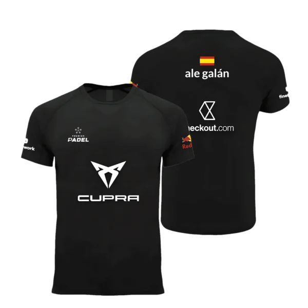 Camiseta Ale Galán Premier Padel, color Negra clásica, vista delantera y trasera Camiseta Ale Galán Premier Padel, color Negra clásica, vista delantera y trasera