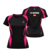 Camiseta Ari Sánchez Personalizada, color Negra y rosa, vista delantera y trasera