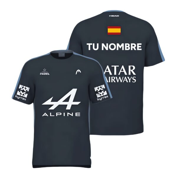 Camiseta de pádel de Arturo Coello personalizada, color azul marino 2024, delante y detrás con «TU NOMBRE» Camiseta de pádel de Arturo Coello personalizada, color azul marino 2024, delante y detrás con «TU NOMBRE»