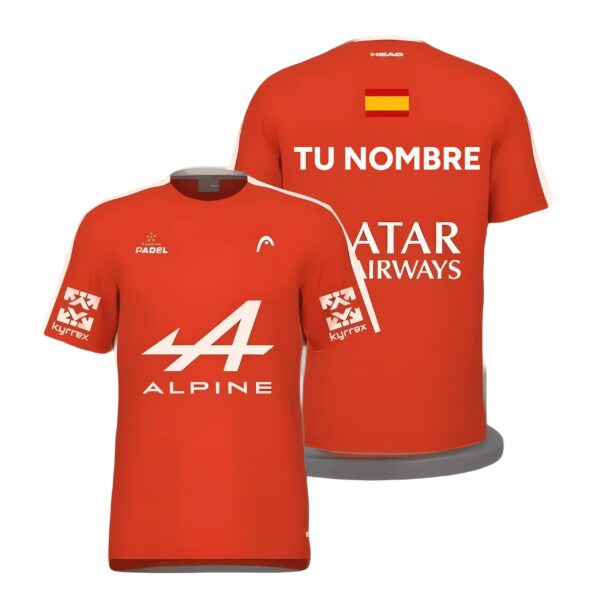 Camiseta de pádel de Arturo Coello personalizada, color roja 2024, delante y detrás con «TU NOMBRE» Camiseta de pádel de Arturo Coello personalizada, color roja 2024, delante y detrás con «TU NOMBRE»