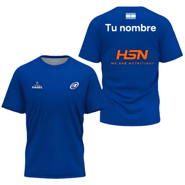 Camiseta de pádel de Federico Chingotto personalizada, color azul 2024, delante y detrás con «TU NOMBRE» Camiseta de pádel de Federico Chingotto personalizada, color azul 2024, delante y detrás con «TU NOMBRE»
