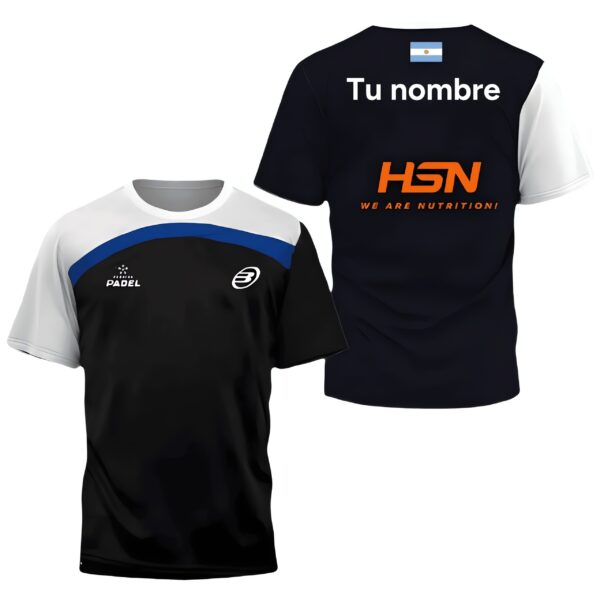Camiseta de pádel de Federico Chingotto personalizada, color negra y blanca 2024, delante y detrás con «TU NOMBRE» Camiseta de pádel de Federico Chingotto personalizada, color negra y blanca 2024, delante y detrás con «TU NOMBRE»