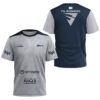 Camiseta de pádel de Franco Stupaczuk personalizada, color gris y azul 2024, delante y detrás con «TU NOMBRE»