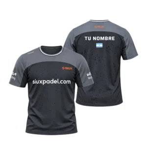 Camiseta Álex Chozas Personalizada, color Gris y negra, vista delantera y trasera Camiseta Álex Chozas Personalizada, color Gris y negra, vista delantera y trasera