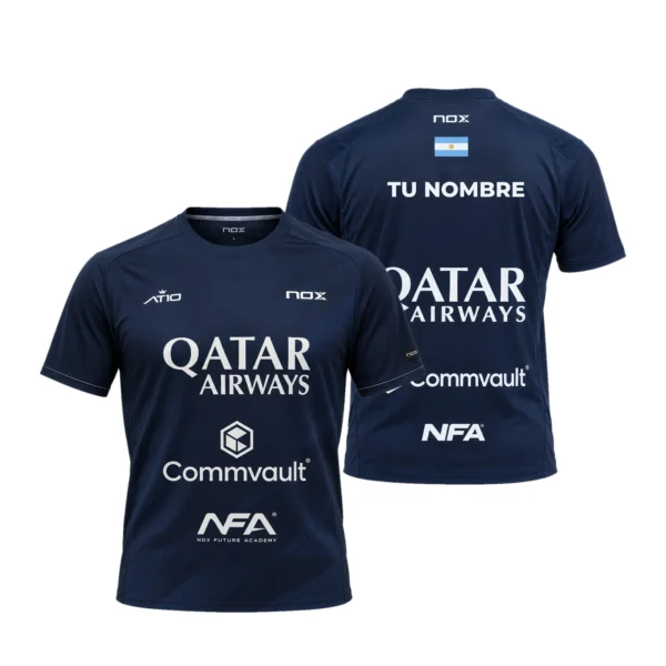 Camiseta Agustín Tapia Personalizada, color Azul 2026, vista delantera y trasera