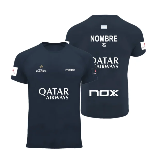 Camiseta Agustín Tapia Personalizada, color Azul, vista delantera y trasera