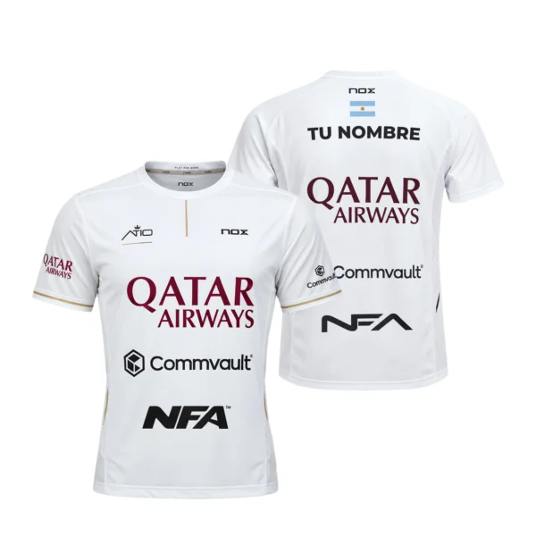 Camiseta Agustín Tapia Personalizada, color Blanca 2026, vista delantera y trasera