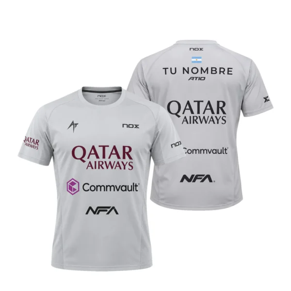 Camiseta Agustín Tapia Personalizada, color Gris 2026, vista delantera y trasera