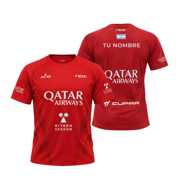 Camiseta Agustín Tapia Personalizada, color Roja 2026, vista delantera y trasera