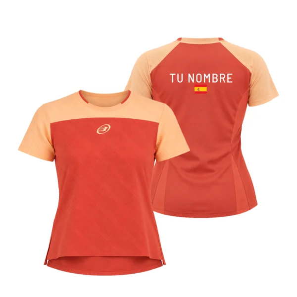 Camiseta Bea González Personalizada, color Pomelo, vista delantera y trasera