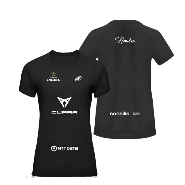Camiseta Delfi Brea Personalizada, color Negra, vista delantera y trasera Camiseta Delfi Brea Personalizada, color Negra, vista delantera y trasera