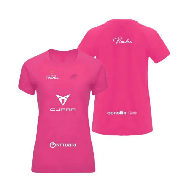 Camiseta Delfi Brea Personalizada, color Rosa, vista delantera y trasera Camiseta Delfi Brea Personalizada, color Rosa, vista delantera y trasera