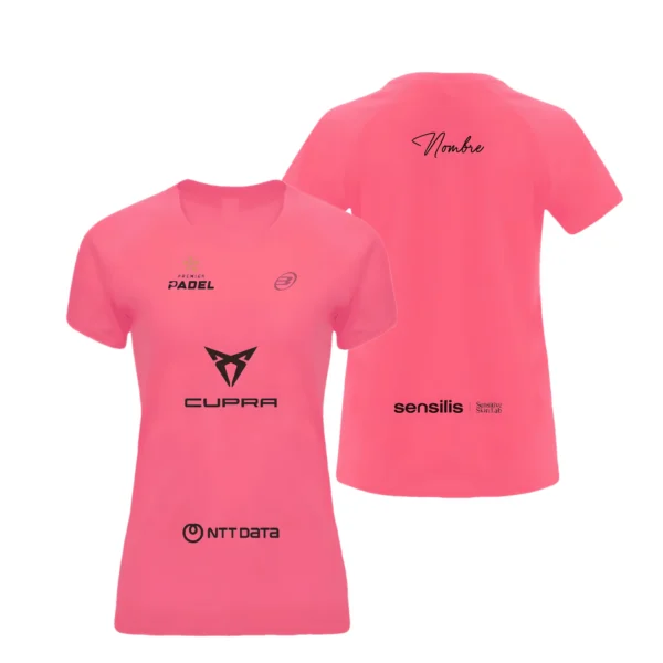 Camiseta Delfi Brea Personalizada, color Salmón, vista delantera y trasera Camiseta Delfi Brea Personalizada, color Salmón, vista delantera y trasera