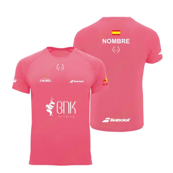 Camiseta Juan Lebrón Personalizada, color Rosa, vista delantera y trasera Camiseta Juan Lebrón Personalizada, color Rosa, vista delantera y trasera