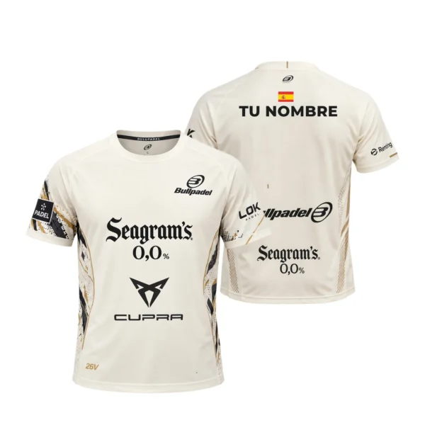 Camiseta Paquito Navarro Personalizada, color Hueso, vista delantera y trasera