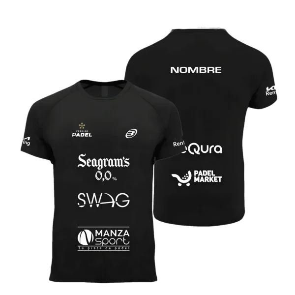 Camiseta Paquito Navarro Personalizada, color Negra, vista delantera y trasera