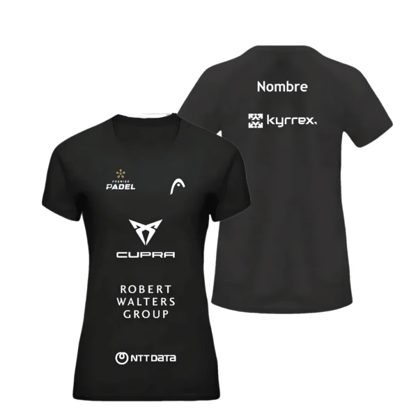 Camiseta Paula Josemaría Personalizada, color Negra, vista delantera y trasera Camiseta Paula Josemaría Personalizada, color Negra, vista delantera y trasera