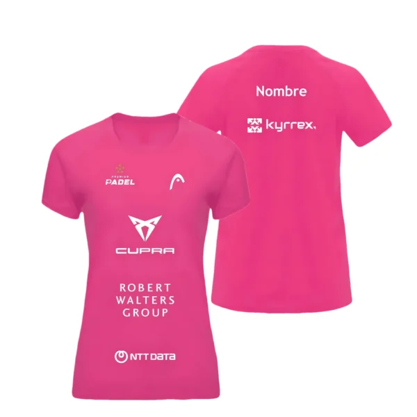Camiseta Paula Josemaría Personalizada, color Rosa, vista delantera y trasera Camiseta Paula Josemaría Personalizada, color Rosa, vista delantera y trasera