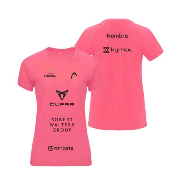 Camiseta Paula Josemaría Personalizada, color Salmón, vista delantera y trasera Camiseta Paula Josemaría Personalizada, color Salmón, vista delantera y trasera