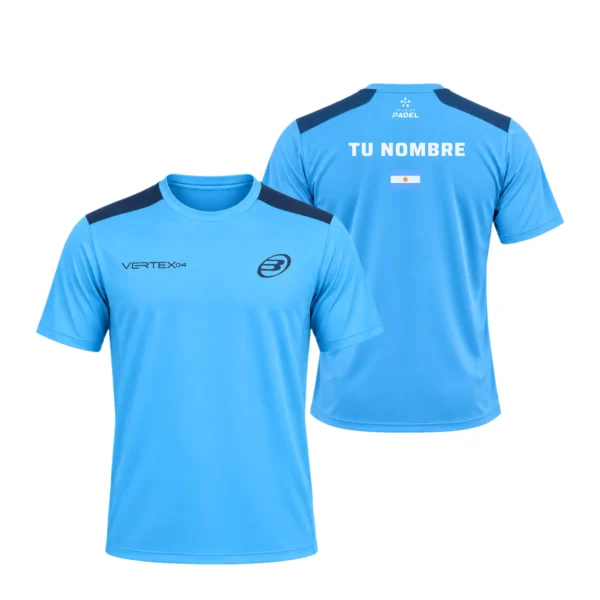 Camiseta Juan Tello Personalizada, color Azul claro, vista delantera y trasera Camiseta Juan Tello Personalizada, color Azul claro, vista delantera y trasera