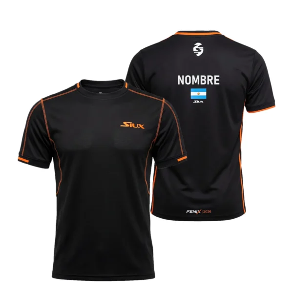Camiseta Leo Augsburger Personalizada, color Negra, vista delantera y trasera Camiseta Leo Augsburger Personalizada, color Negra, vista delantera y trasera