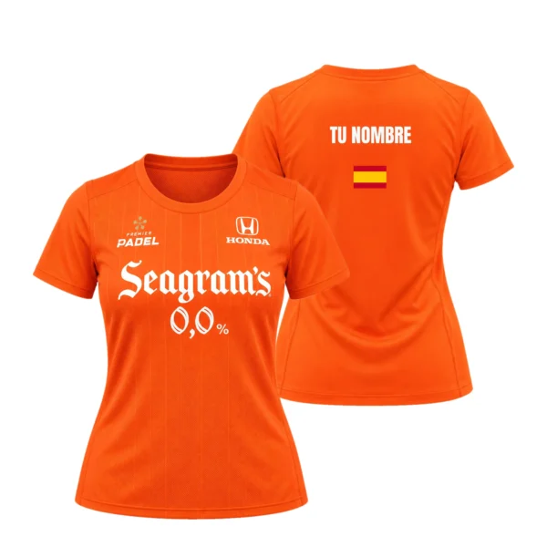 Camiseta Marta Ortega Personalizada, color Naranja, vista delantera y trasera