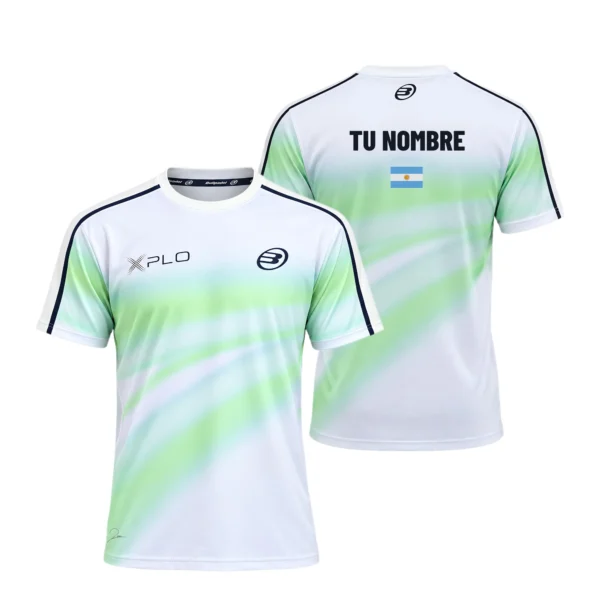 Camiseta Martín Di Nenno Personalizada, color Blanca y verde, vista delantera y trasera Camiseta Martín Di Nenno Personalizada, color Blanca y verde, vista delantera y trasera