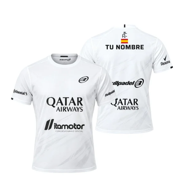 Camiseta Pablo Cardona Personalizada, color Blanca, vista delantera y trasera