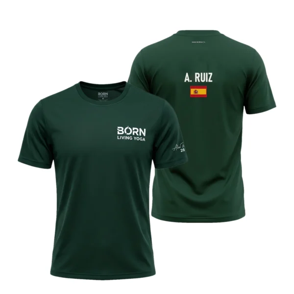 Camiseta Álex Ruiz Premier Padel, color Verde, vista delantera y trasera