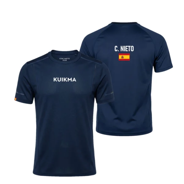 Camiseta Coki Nieto Premier Padel, color Azul marino, vista delantera y trasera Camiseta Coki Nieto Premier Padel, color Azul marino, vista delantera y trasera