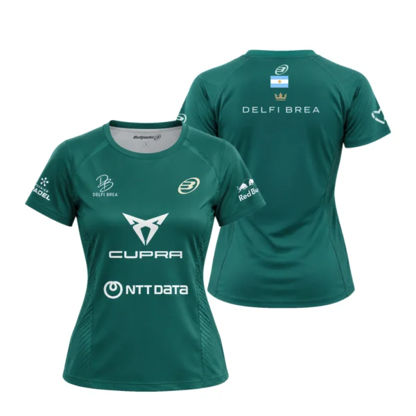 Camiseta Delfi Brea Premier Padel, color Jade, vista delantera y trasera Camiseta Delfi Brea Premier Padel, color Jade, vista delantera y trasera