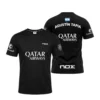 Camiseta Agustín Tapia Premier Padel, color Negra y roja, vista delantera y trasera