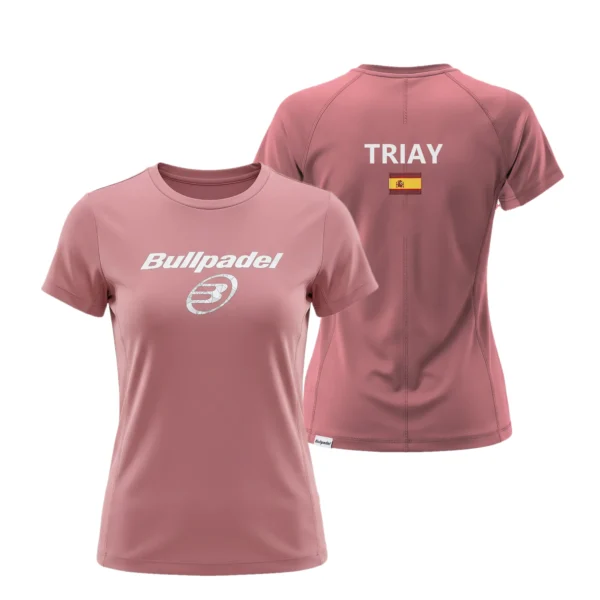 Camiseta Gemma Triay Premier Padel, color Rosa, vista delantera y trasera Camiseta Gemma Triay Premier Padel, color Rosa, vista delantera y trasera