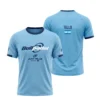 Camiseta Juan Tello Premier Padel, color Celeste, vista delantera y trasera