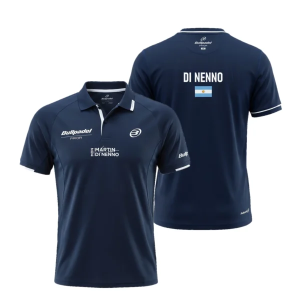 Camiseta Martín Di Nenno Premier Padel, color Azul marino, vista delantera y trasera
